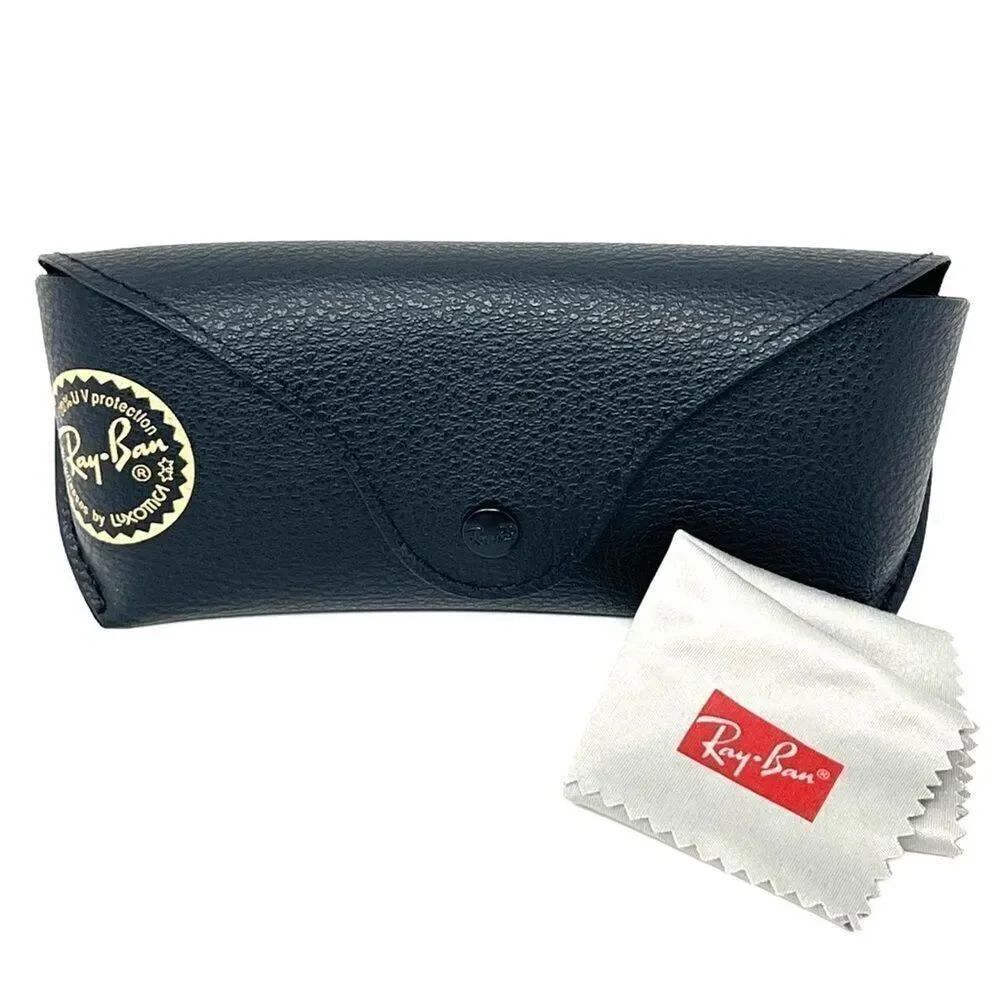 Ray-Ban Black Leather Glasses Case for Sunglasses Eyeglasses with Cleaning Cloth